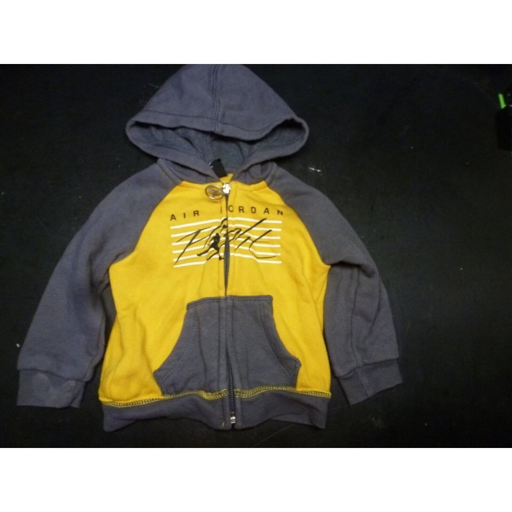 Vintage Nike Air Jordan Flight Patch Black Yellow Full Zip Hoodie 3 - 6 Months